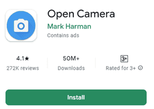 Open camera app for android