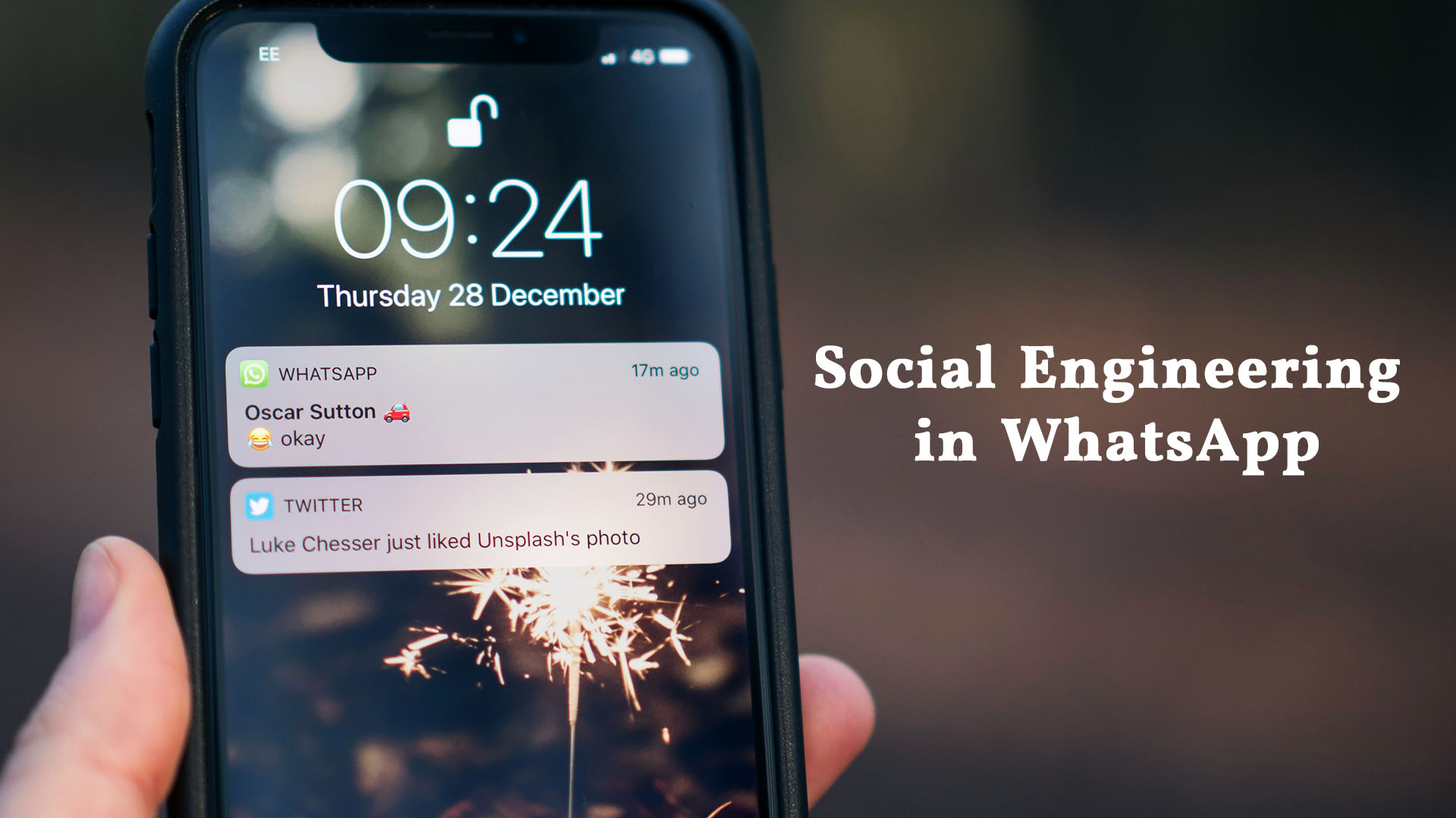 a phone showing whatsapp and twitter notification in lockscreen