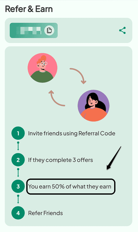 Invite friends and earn through incash app