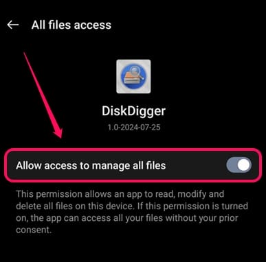 Allow access to manage files