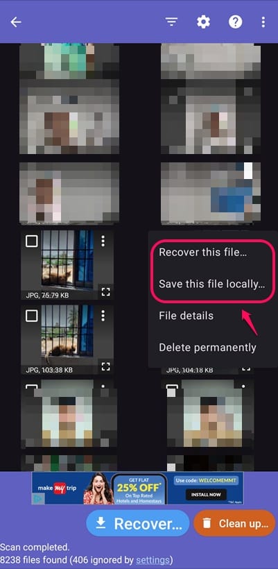 Select and restore photo
