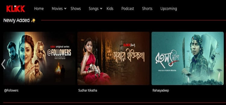 Watch web series on KLIKK website