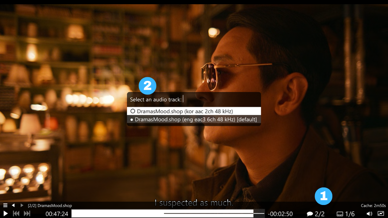 mpv player multiple subtitles selection