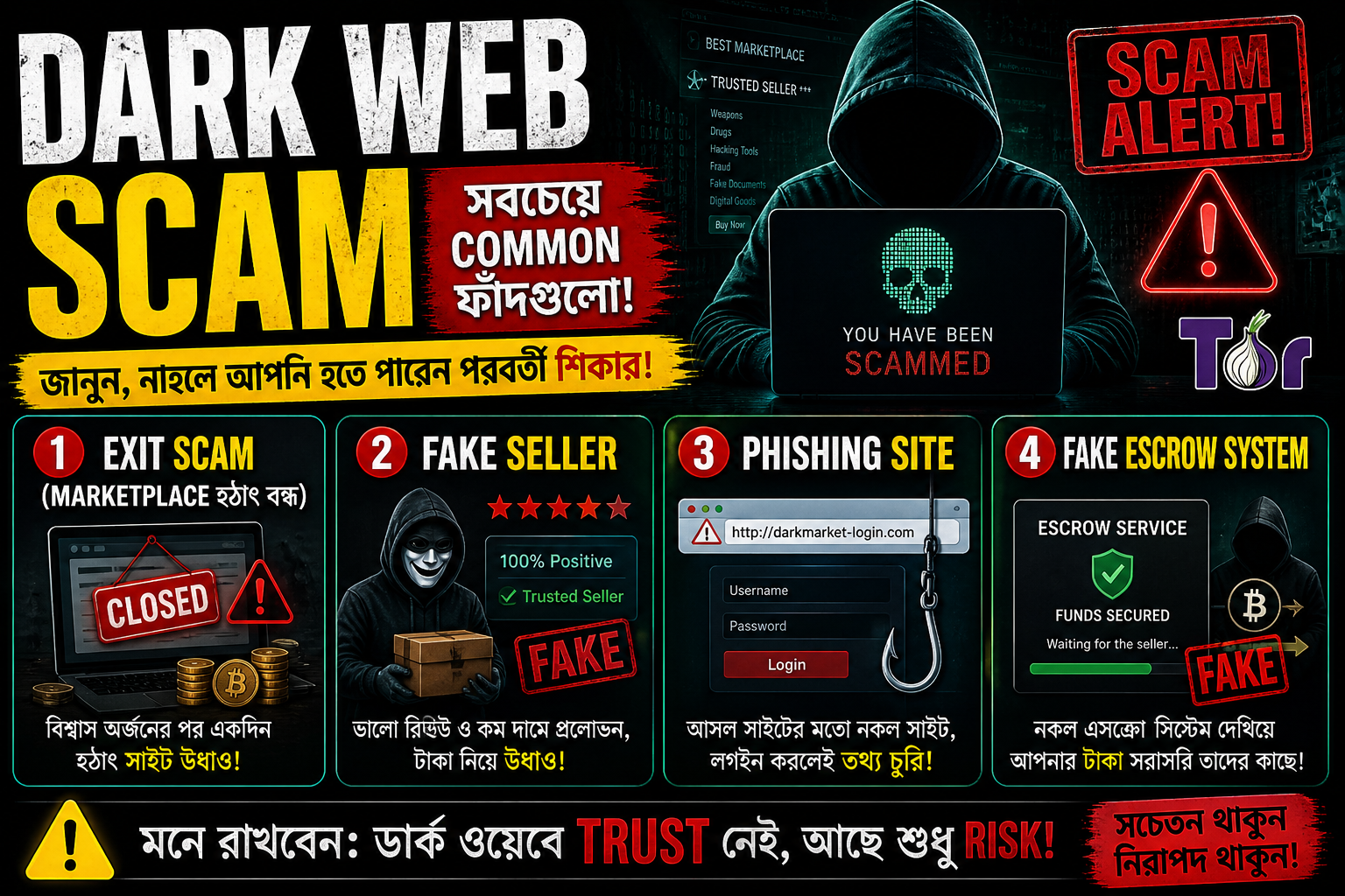 Dark Web Scam: সবচেয়ে common ফাঁদগুলো—যেভাবে মানুষ ধরা পড়ে, বুঝতেও পারে না |